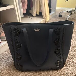 kate spade navy jeweled leather tote